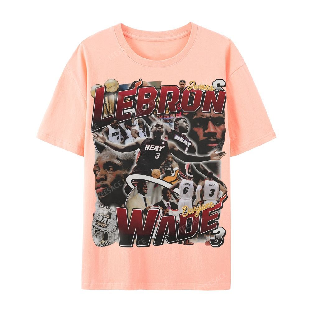 LeBron & Wade '12-13 Heat Classic Tee Casual Short Sleeve T-Shirt  