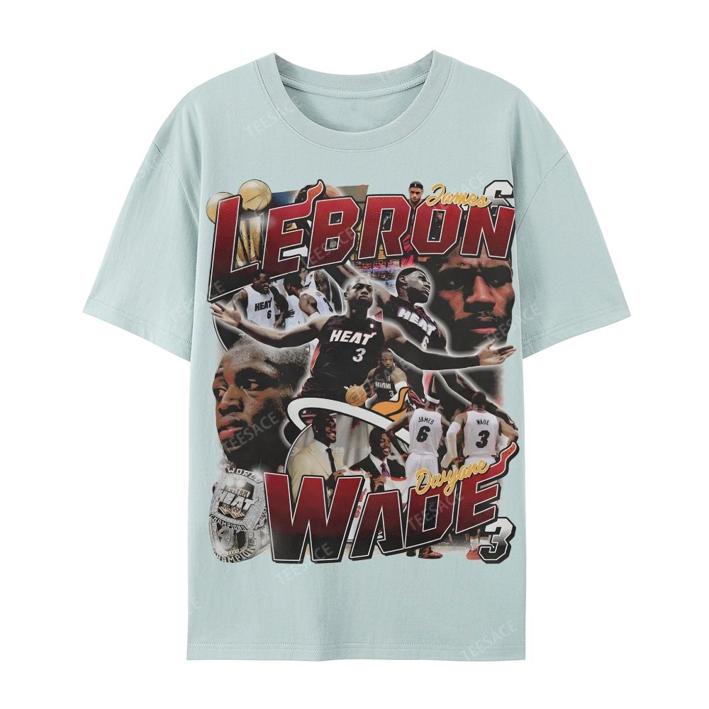 LeBron & Wade '12-13 Heat Classic Tee Casual Short Sleeve T-Shirt  