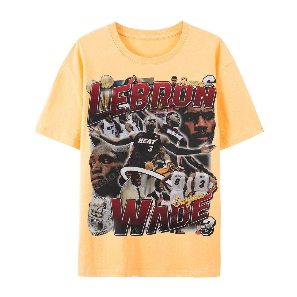 LeBron & Wade '12-13 Heat Classic Tee Casual Short Sleeve T-Shirt  