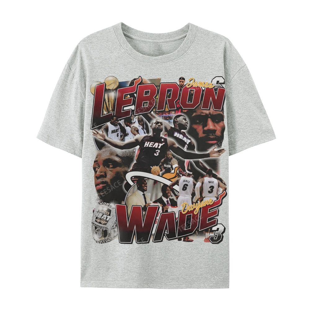 LeBron & Wade '12-13 Heat Classic Tee Casual Short Sleeve T-Shirt  