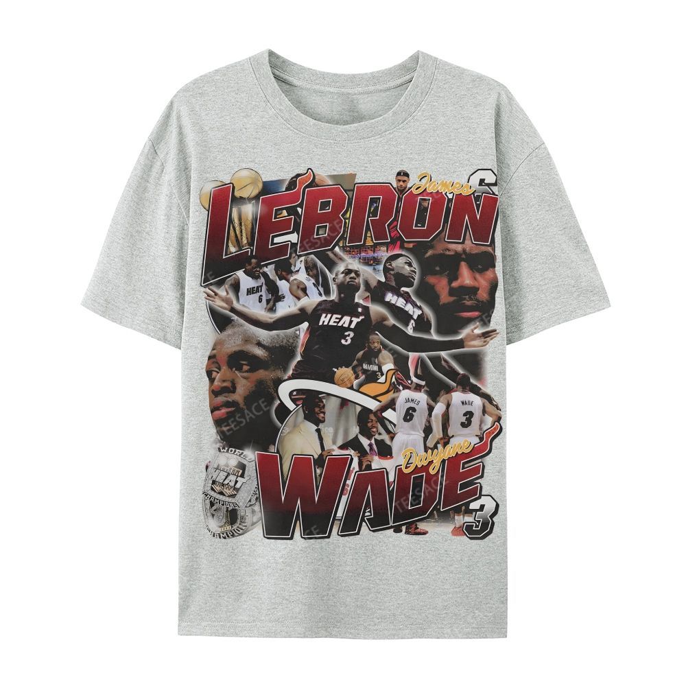 LeBron & Wade '12-13 Heat Classic Tee Casual Short Sleeve T-Shirt  