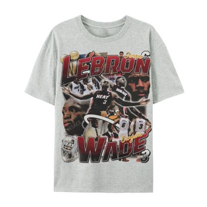 LeBron & Wade '12-13 Heat Classic Tee Casual Short Sleeve T-Shirt  
