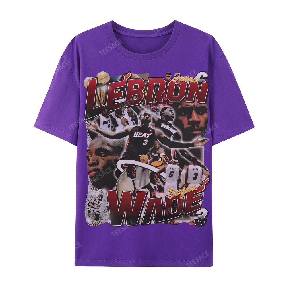 LeBron & Wade '12-13 Heat Classic Tee Casual Short Sleeve T-Shirt  