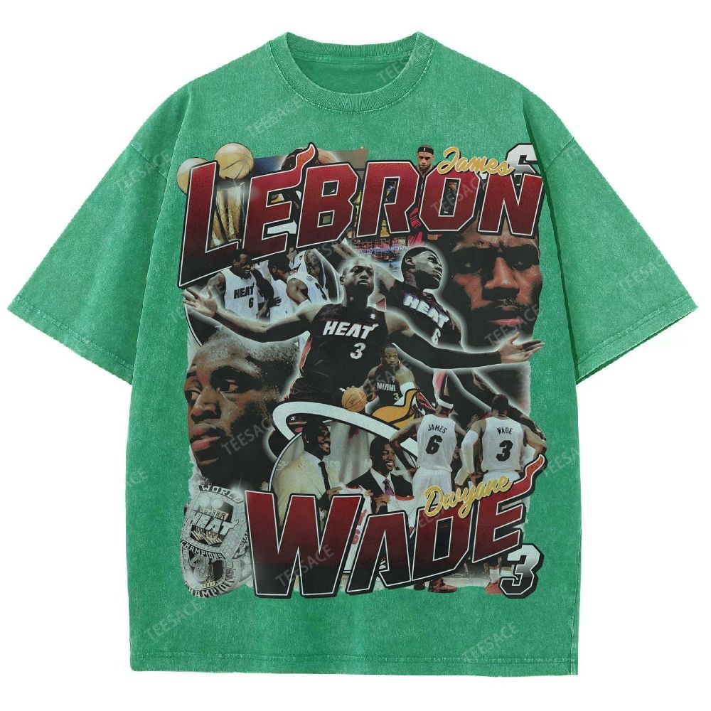 LeBron & Wade '12-13 Heat Classic Tee Unisex Fit Washed T-Shirt 2505004251