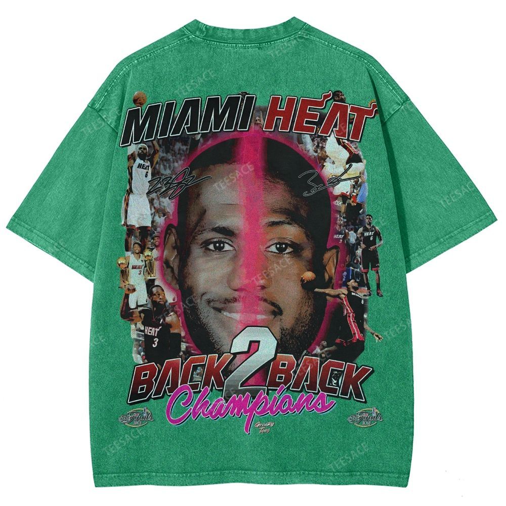 LeBron & Wade '12-13 Heat Classic Tee Unisex Fit Washed T-Shirt 2505004251