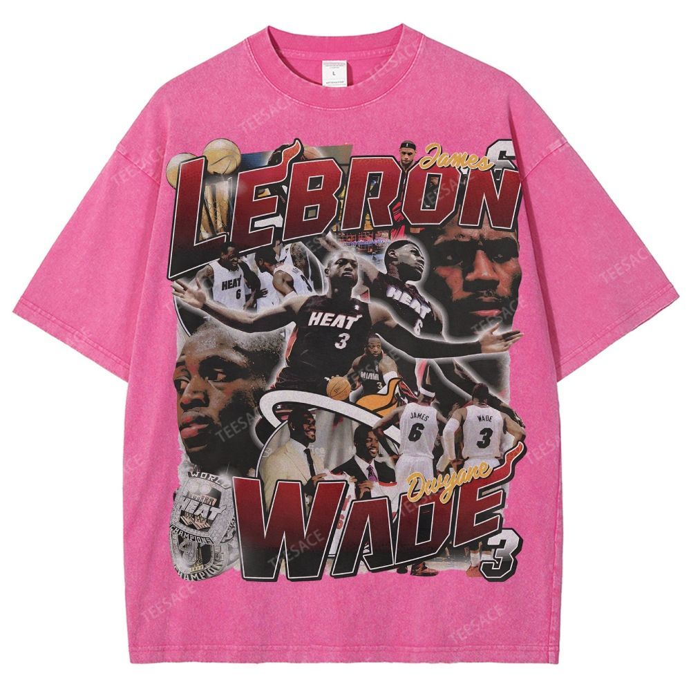 LeBron & Wade '12-13 Heat Classic Tee Unisex Fit Washed T-Shirt 2505004251