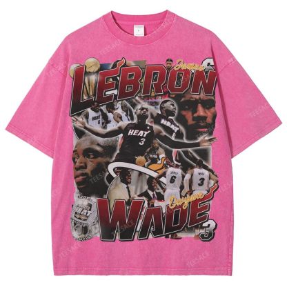 LeBron & Wade '12-13 Heat Classic Tee Unisex Fit Washed T-Shirt 2505004251
