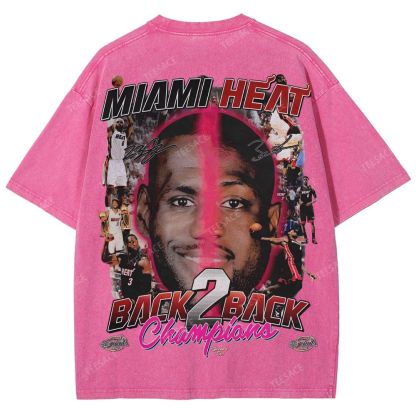 LeBron & Wade '12-13 Heat Classic Tee Unisex Fit Washed T-Shirt 2505004251