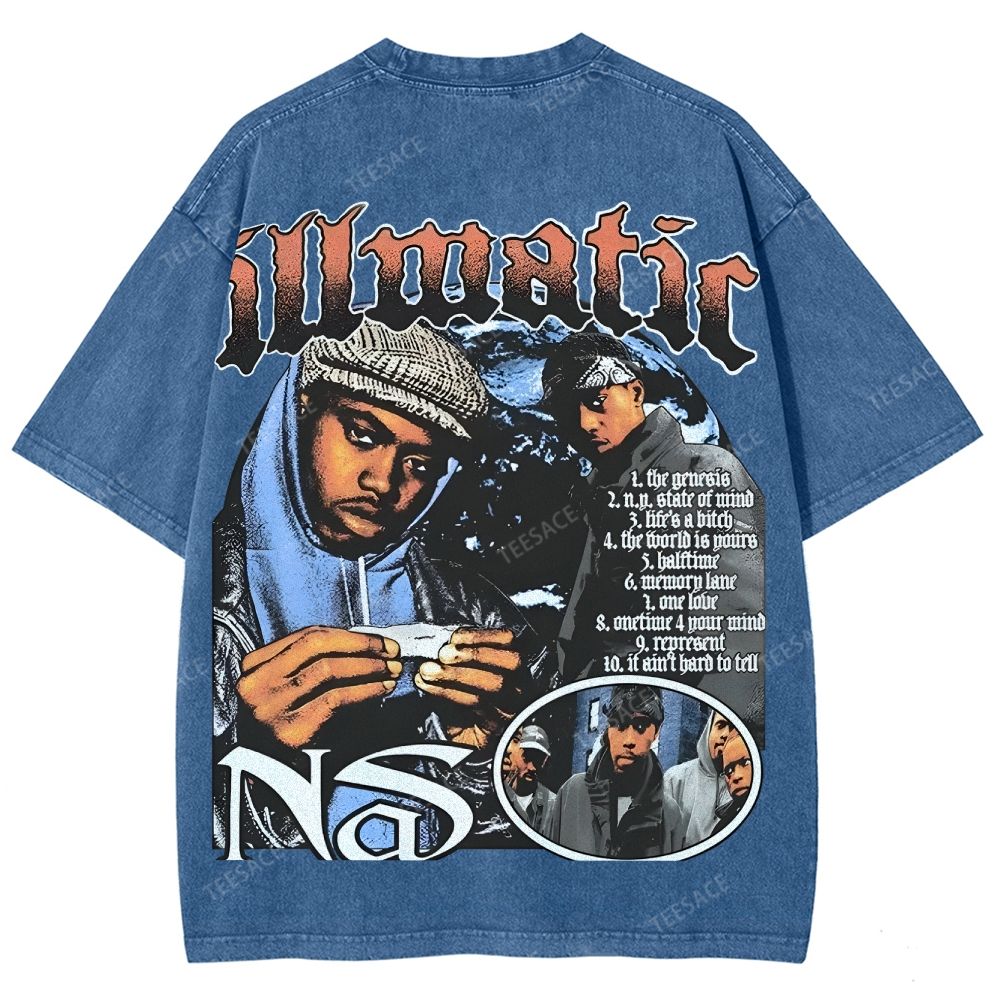 Unisex-Adult Ultra Cotton Washed T-Shirt Graphic  NAS TEE