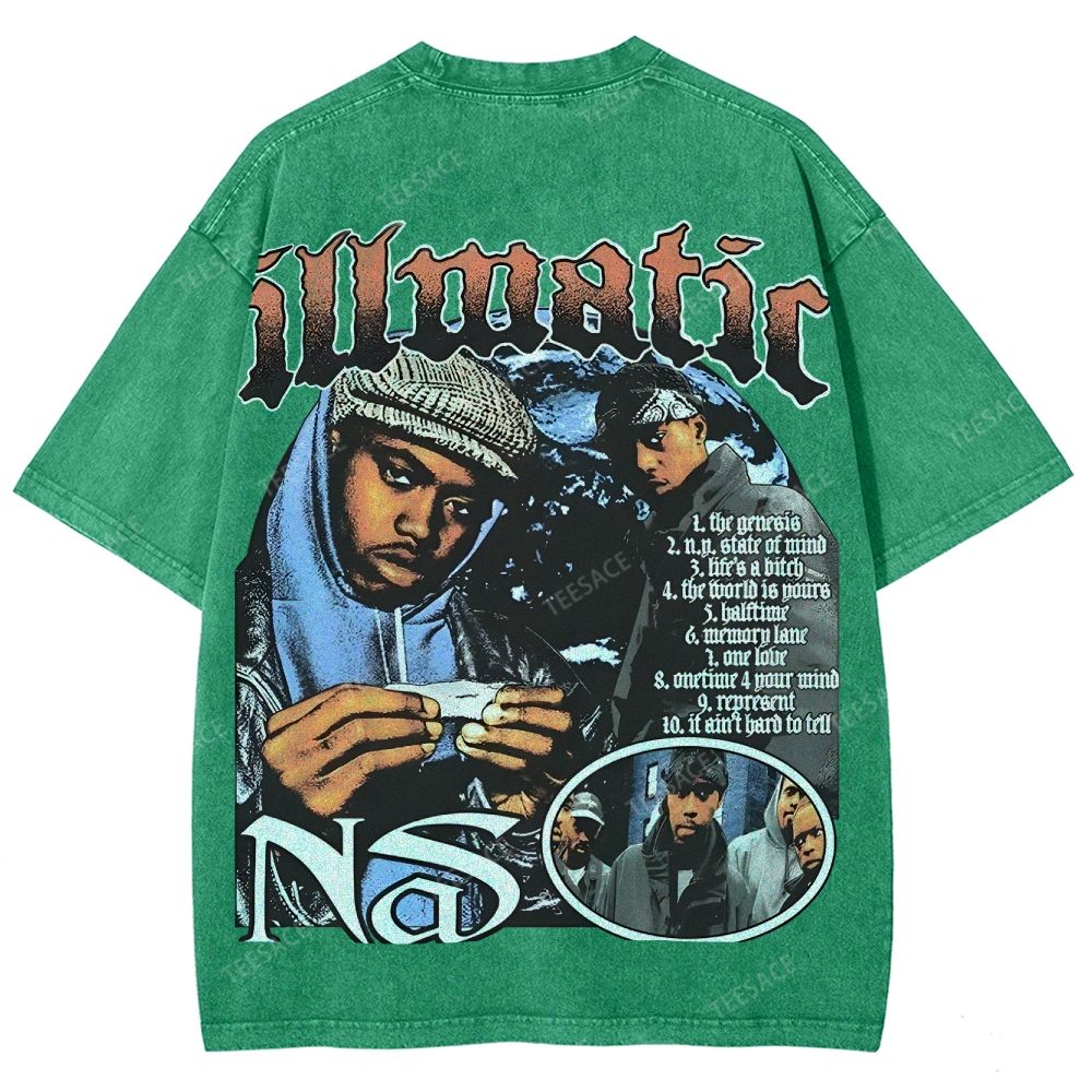 Unisex-Adult Ultra Cotton Washed T-Shirt Graphic  NAS TEE