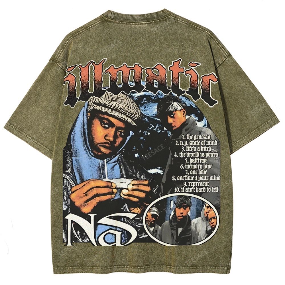 Unisex-Adult Ultra Cotton Washed T-Shirt Graphic  NAS TEE