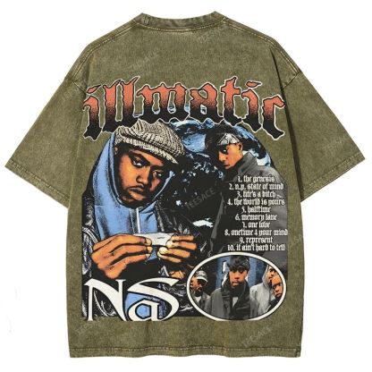 Unisex-Adult Ultra Cotton Washed T-Shirt Graphic  NAS TEE