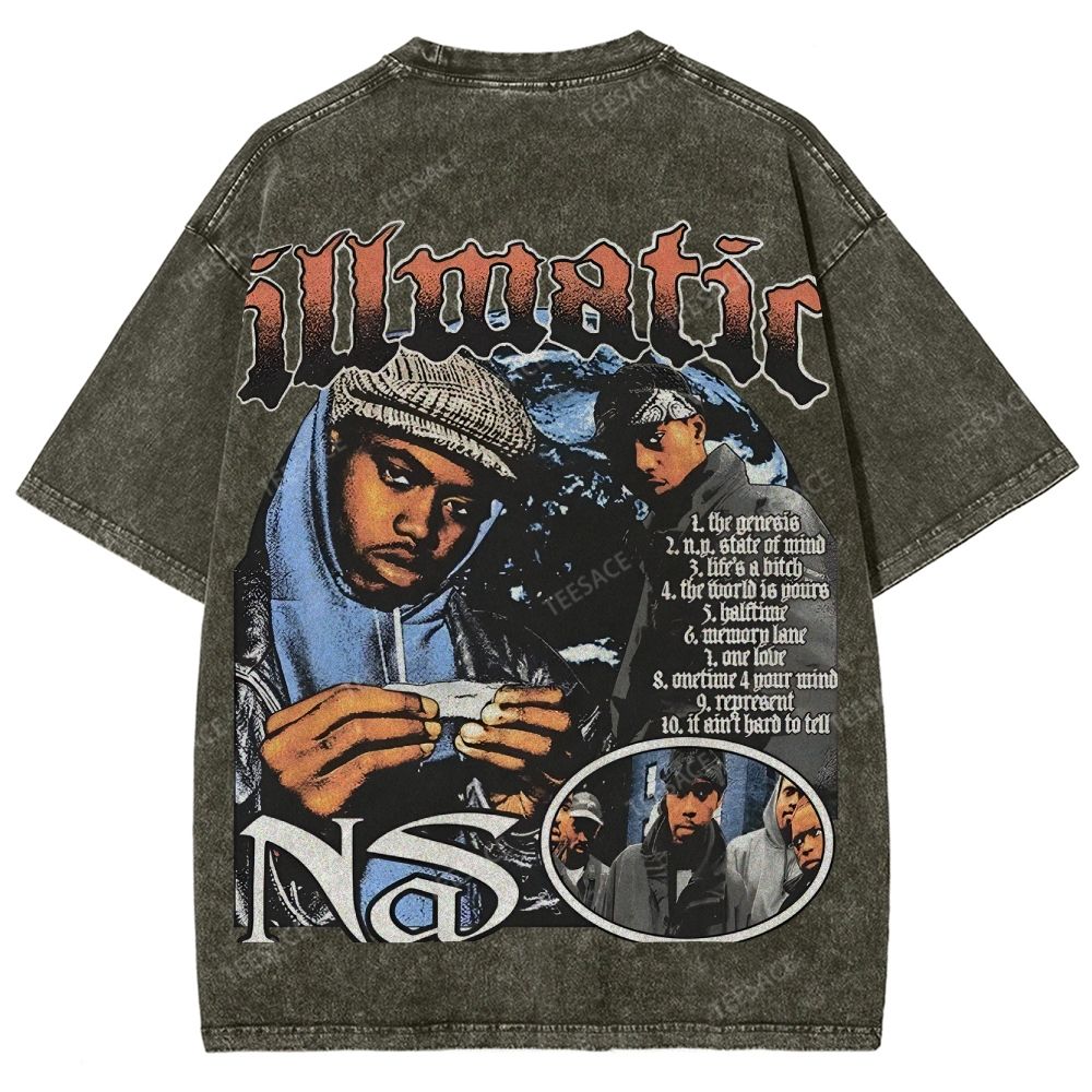 Unisex-Adult Ultra Cotton Washed T-Shirt Graphic  NAS TEE