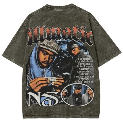 Unisex-Adult Ultra Cotton Washed T-Shirt Graphic  NAS TEE