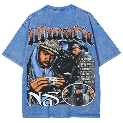 Unisex-Adult Ultra Cotton Washed T-Shirt Graphic  NAS TEE