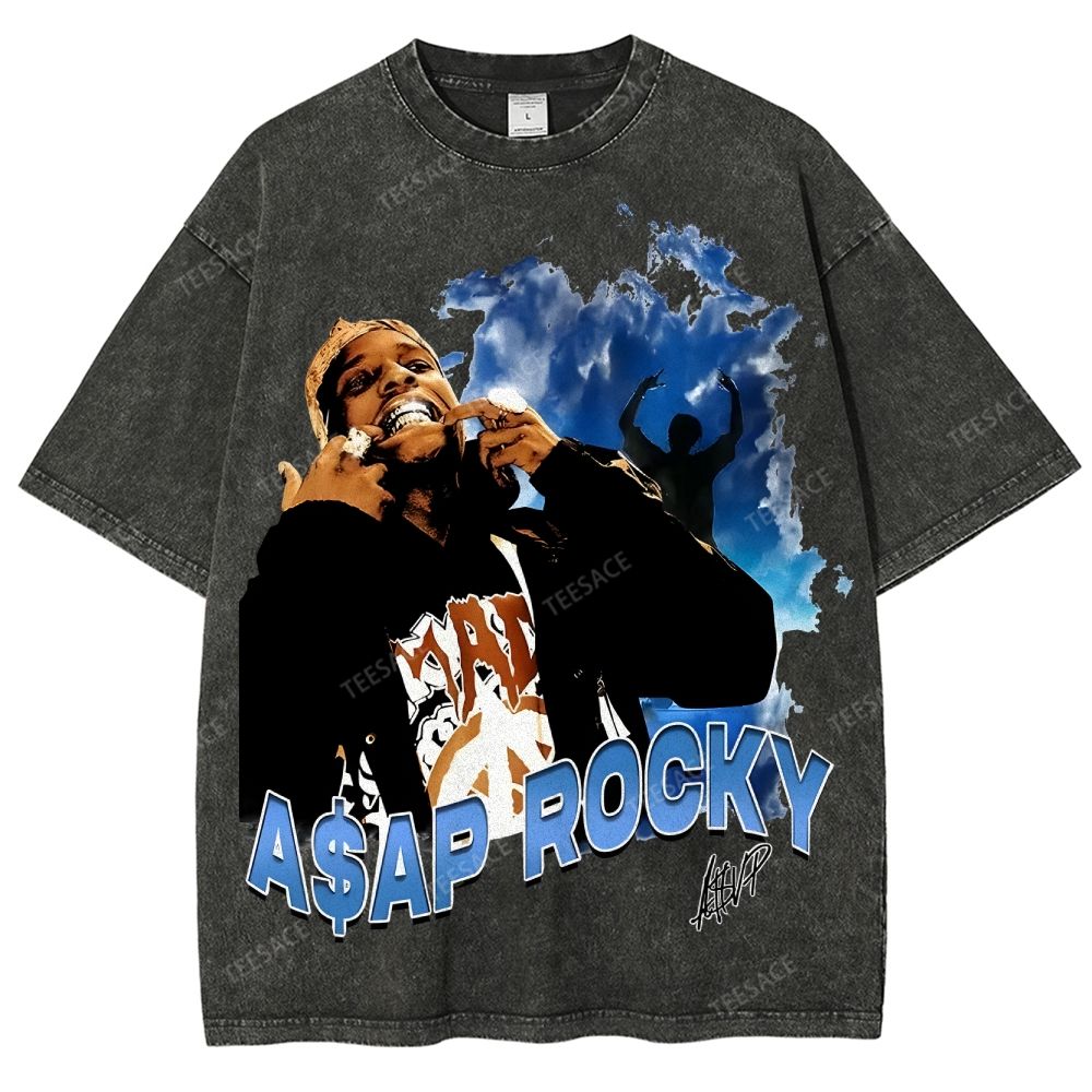 Unisex-Adult Ultra Cotton Washed T-Shirt Graphic  ASAP Rocky V1 Tee