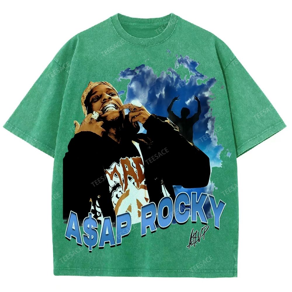 Unisex-Adult Ultra Cotton Washed T-Shirt Graphic  ASAP Rocky V1 Tee