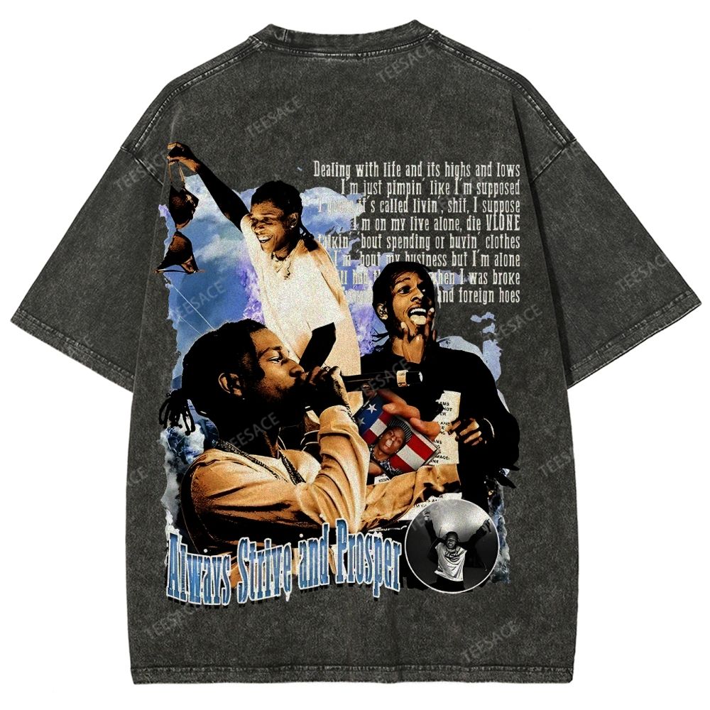 Unisex-Adult Ultra Cotton Washed T-Shirt Graphic  ASAP Rocky V1 Tee