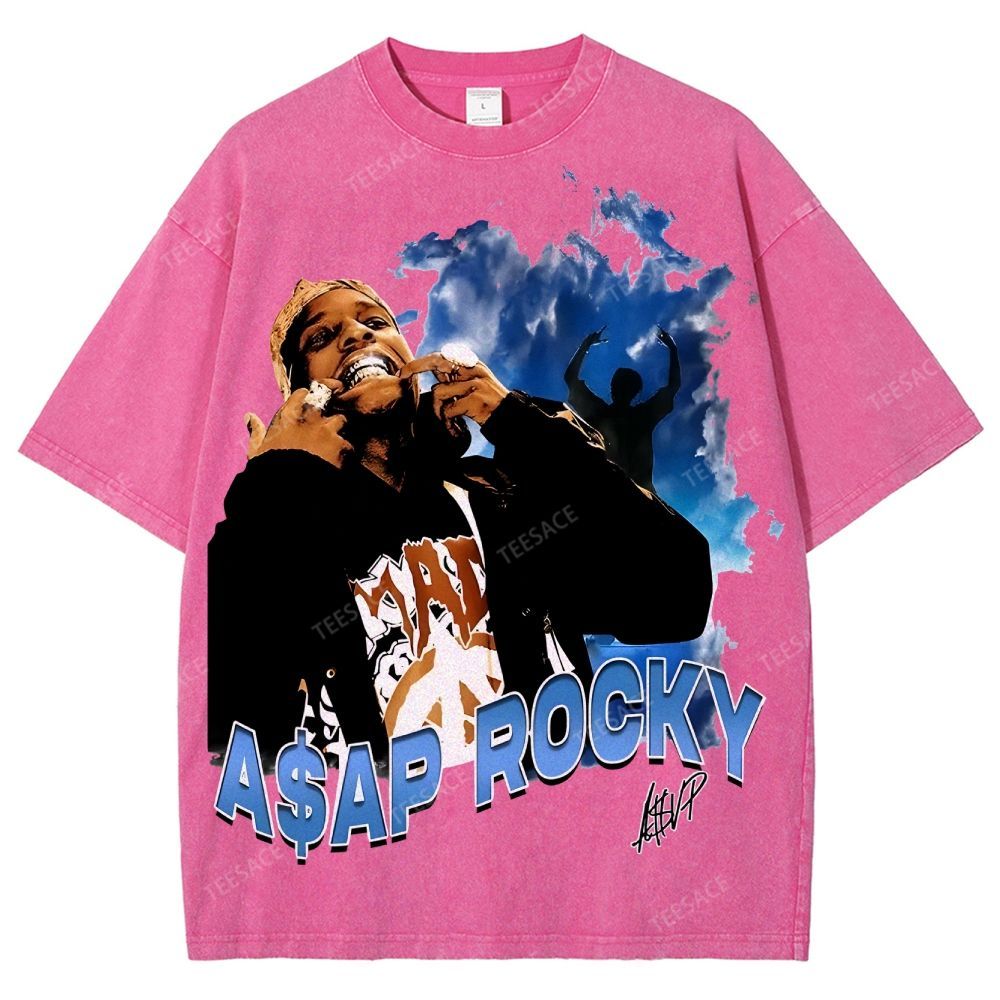 Unisex-Adult Ultra Cotton Washed T-Shirt Graphic  ASAP Rocky V1 Tee
