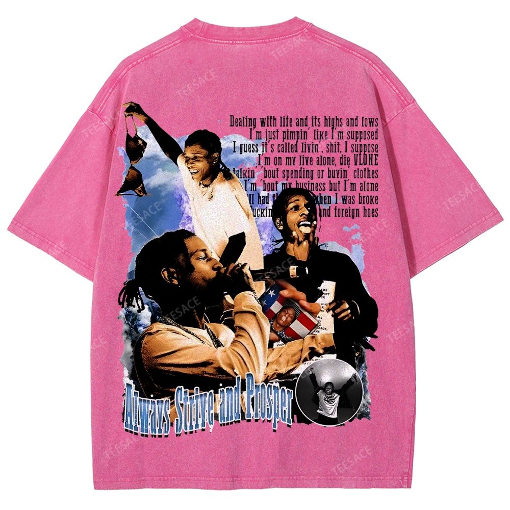 Unisex-Adult Ultra Cotton Washed T-Shirt Graphic  ASAP Rocky V1 Tee