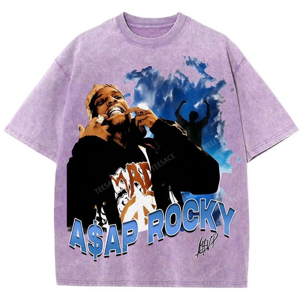 Unisex-Adult Ultra Cotton Washed T-Shirt Graphic  ASAP Rocky V1 Tee