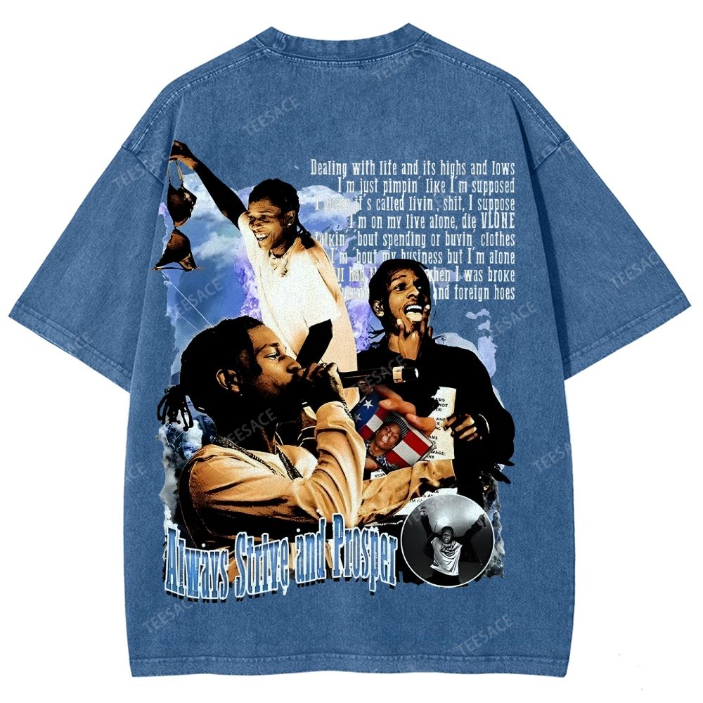 Unisex-Adult Ultra Cotton Washed T-Shirt Graphic  ASAP Rocky V1 Tee