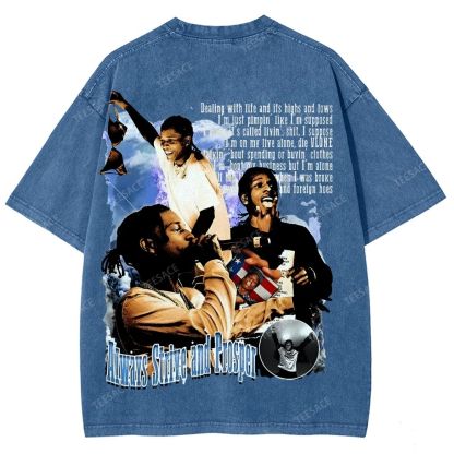 Unisex-Adult Ultra Cotton Washed T-Shirt Graphic  ASAP Rocky V1 Tee