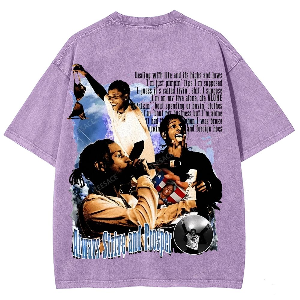 Unisex-Adult Ultra Cotton Washed T-Shirt Graphic  ASAP Rocky V1 Tee