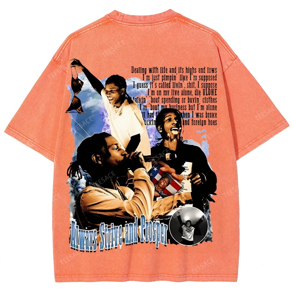 Unisex-Adult Ultra Cotton Washed T-Shirt Graphic  ASAP Rocky V1 Tee