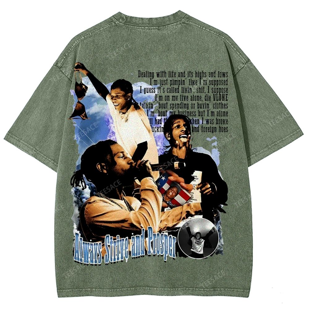 Unisex-Adult Ultra Cotton Washed T-Shirt Graphic  ASAP Rocky V1 Tee