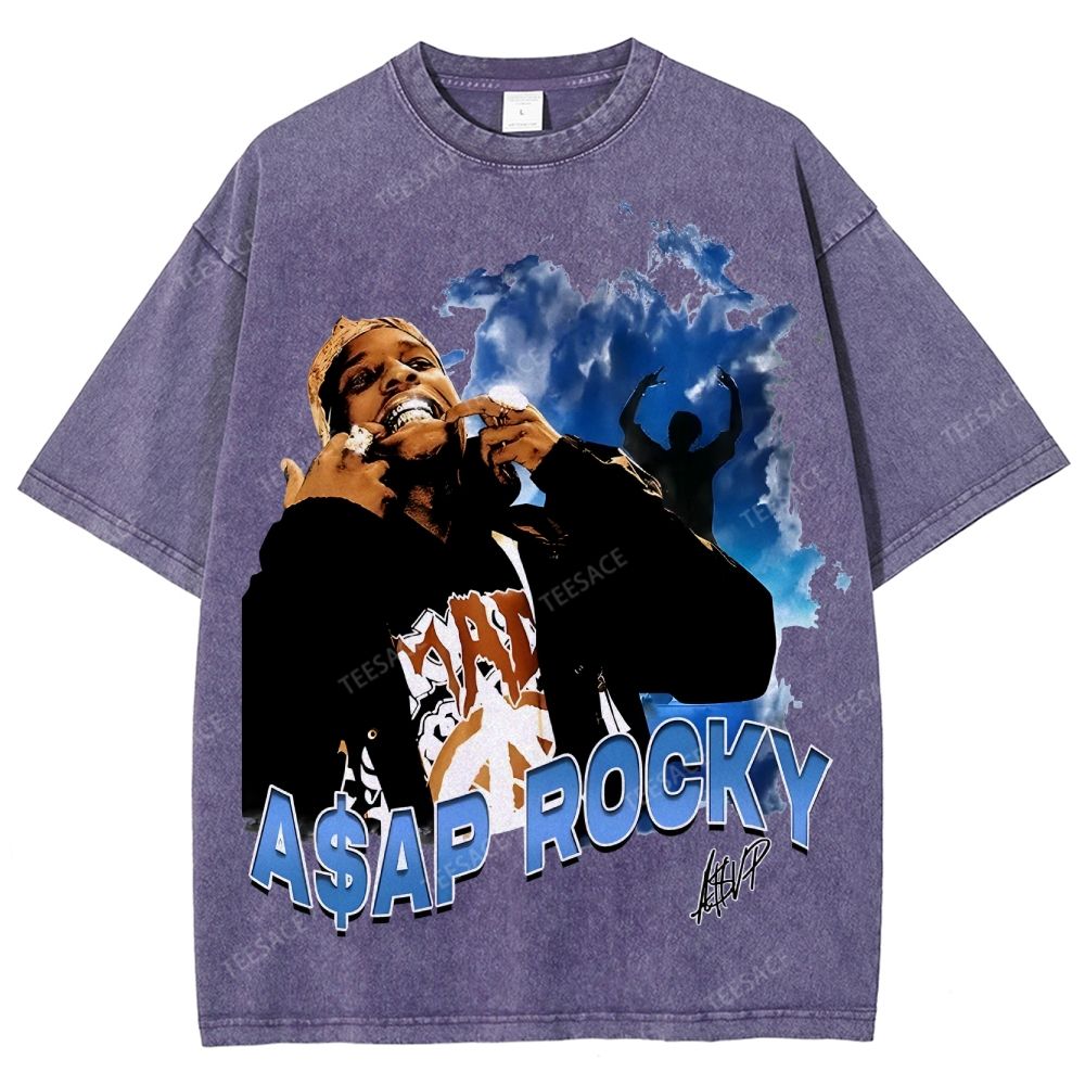 Unisex-Adult Ultra Cotton Washed T-Shirt Graphic  ASAP Rocky V1 Tee