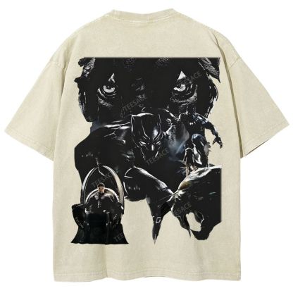 Unisex-Adult Ultra Cotton Washed T-Shirt Graphic  BLACK PANTHER TEE