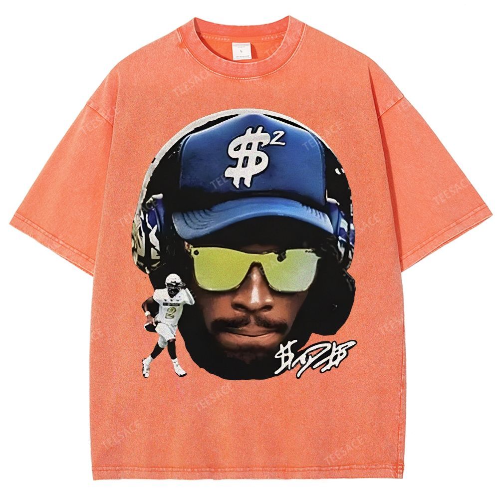 Unisex Fit Washed T-Shirt SHEDEUR-SANDERS-TEE - [DS]