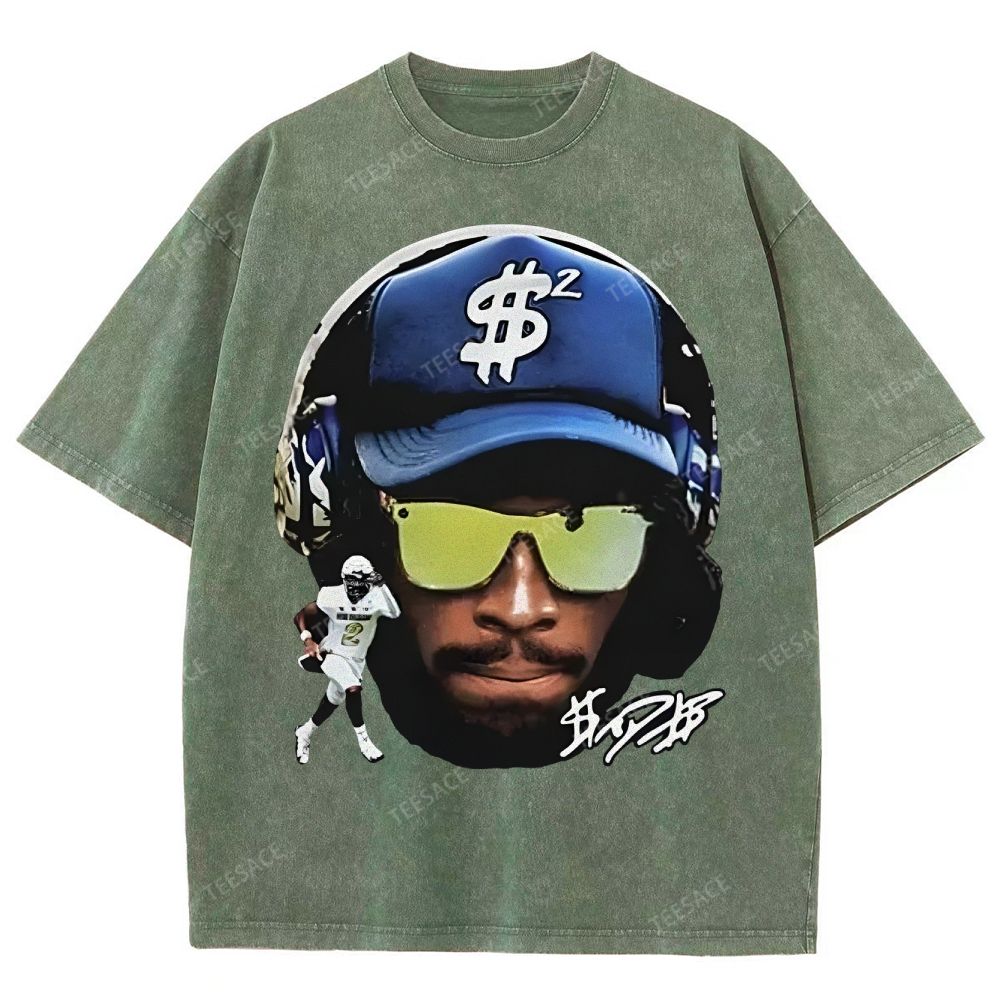 Unisex Fit Washed T-Shirt SHEDEUR-SANDERS-TEE - [DS]