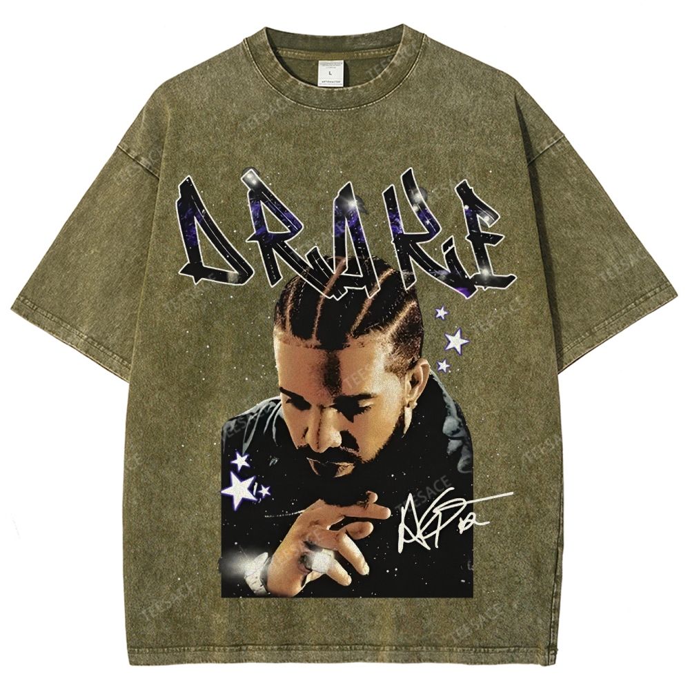 Unisex-Adult Ultra Cotton Washed T-Shirt Graphic  DRAKE TEE