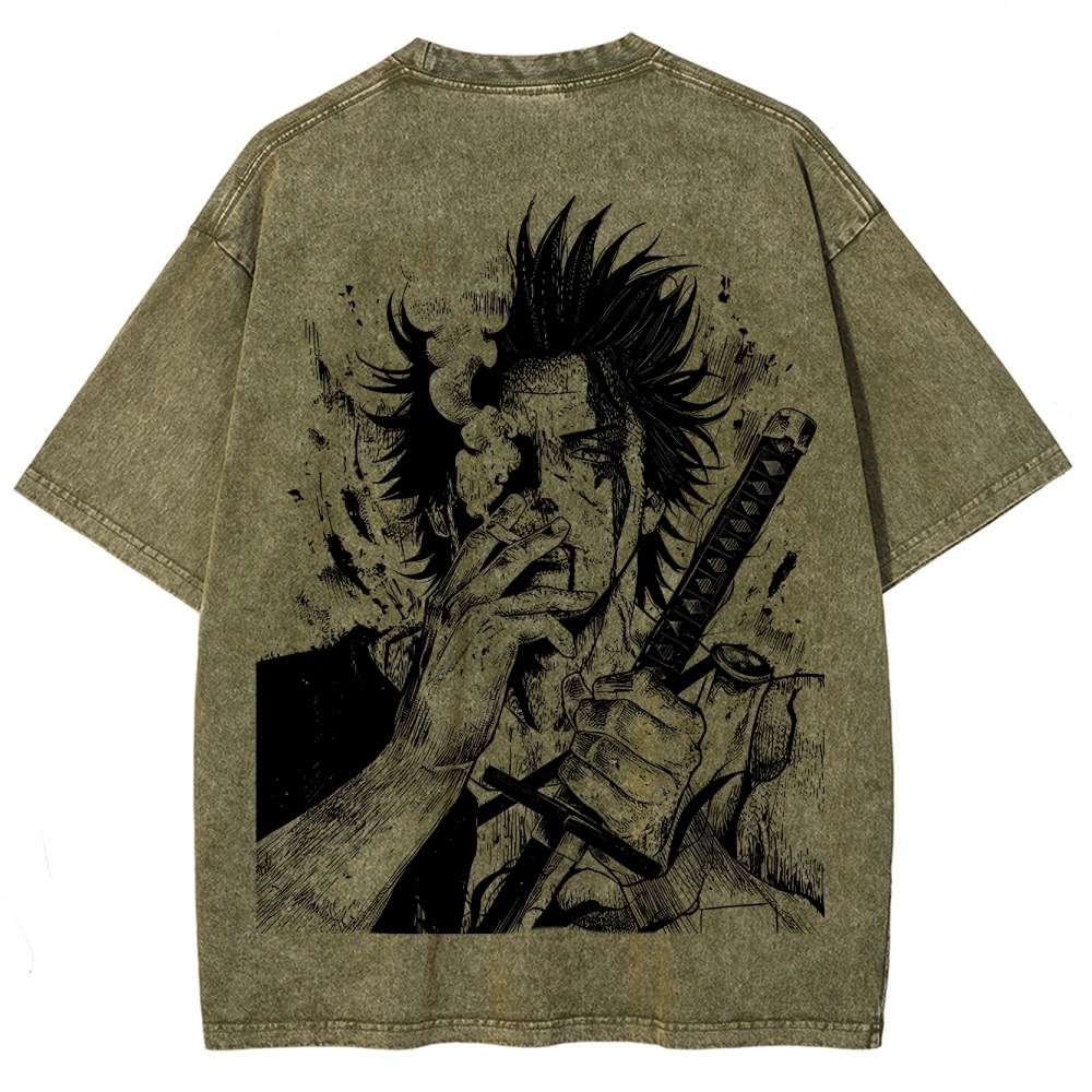 Yami Sukehiro x Black Bulls Black Clover Unisex Fit Washed T-Shirt