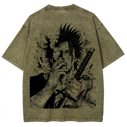 Yami Sukehiro x Black Bulls Black Clover Unisex Fit Washed T-Shirt