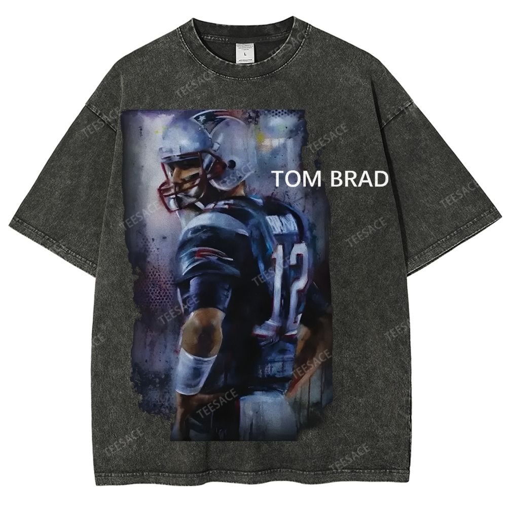 Tom Brady Vintage Style Unisex-Adult Oversized Washed Cotton T-Shirt