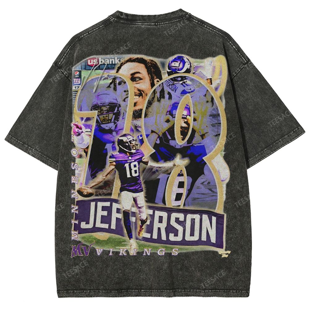 Justin Jefferson Vikings Tee Unisex Fit Washed T-Shirt 