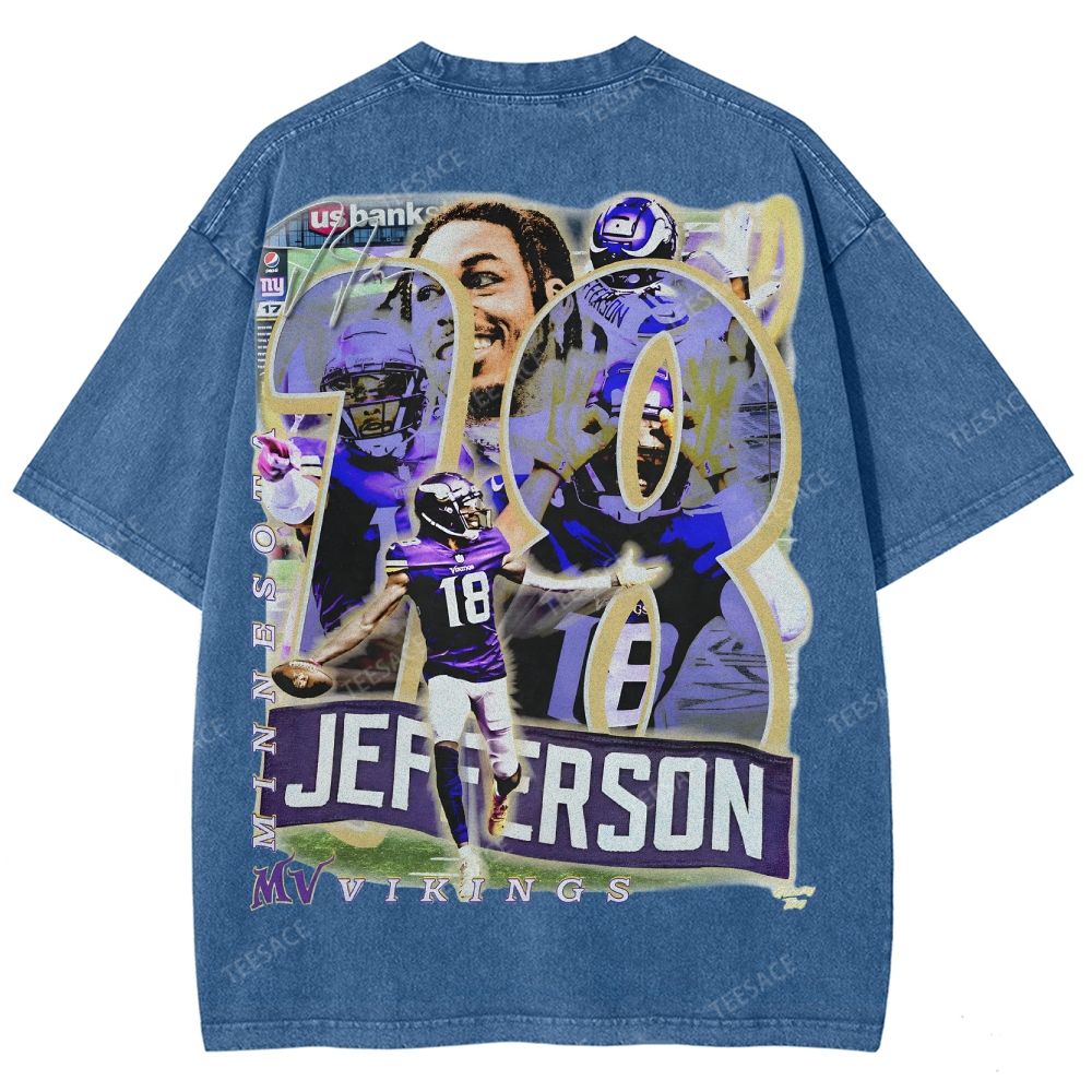 Justin Jefferson Vikings Tee Unisex Fit Washed T-Shirt 