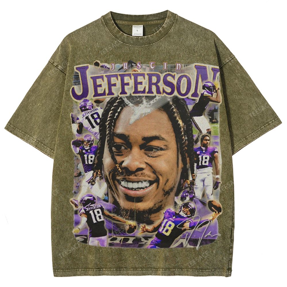 Justin Jefferson Vikings Tee Unisex Fit Washed T-Shirt 
