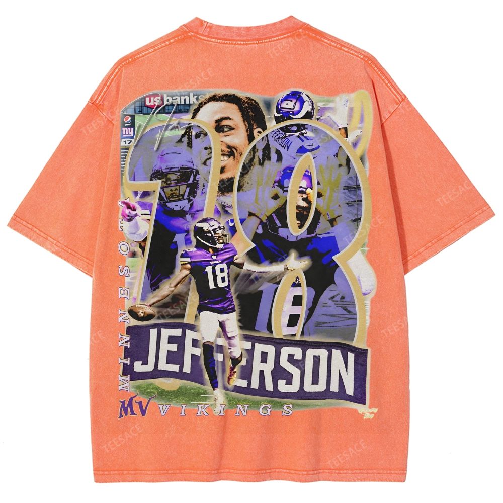 Justin Jefferson Vikings Tee Unisex Fit Washed T-Shirt 