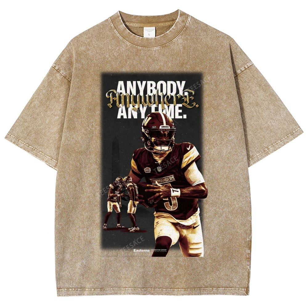 JAYDEN DANIELS Red Skin Washington Commanders Unisex Fit Washed T-Shirt