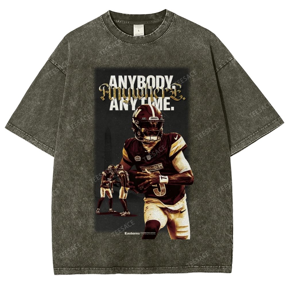 JAYDEN DANIELS Red Skin Washington Commanders Unisex Fit Washed T-Shirt