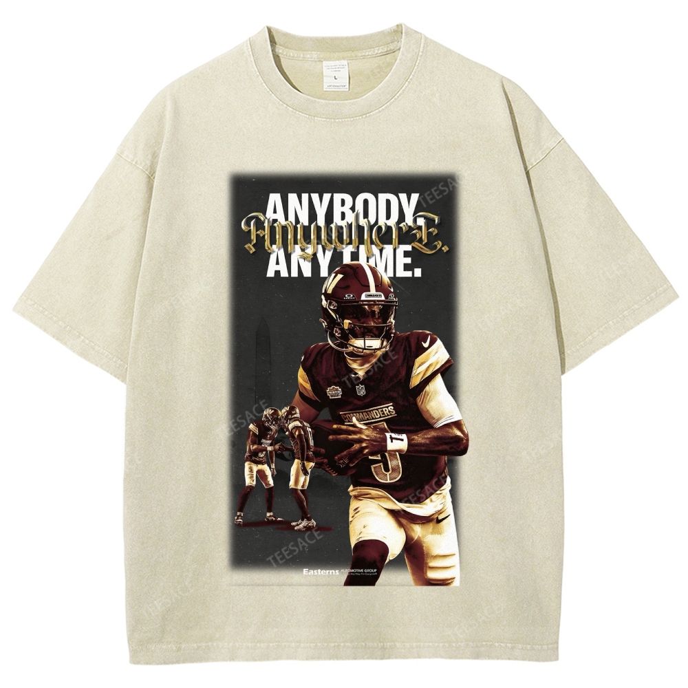 JAYDEN DANIELS Red Skin Washington Commanders Unisex Fit Washed T-Shirt