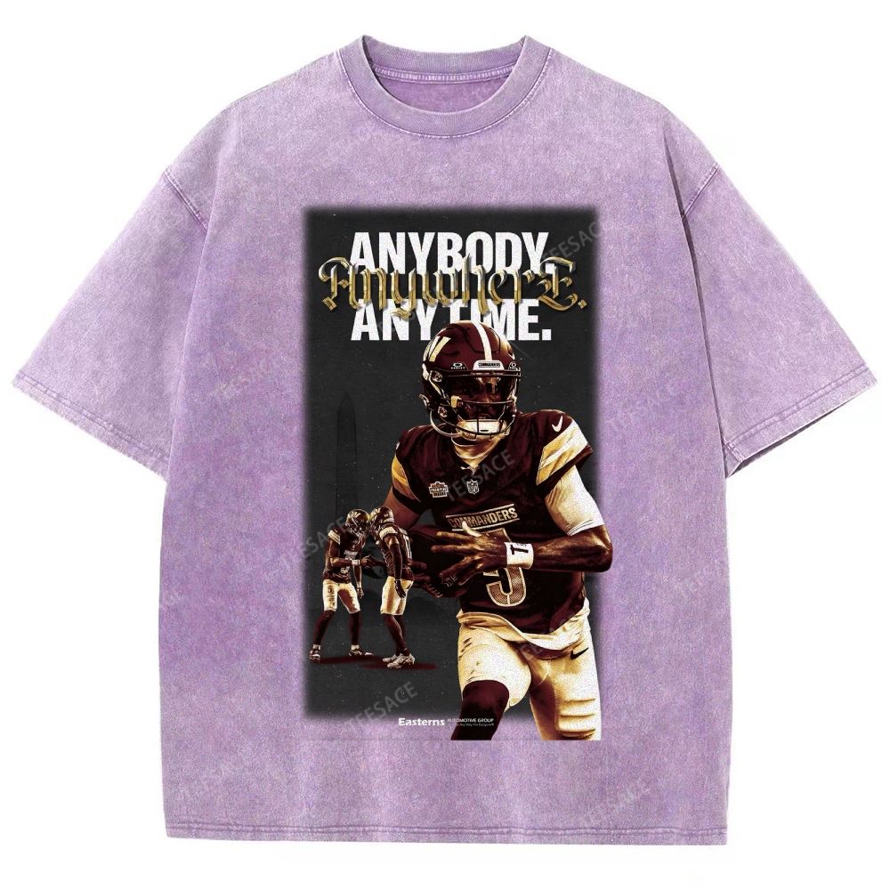 JAYDEN DANIELS Red Skin Washington Commanders Unisex Fit Washed T-Shirt