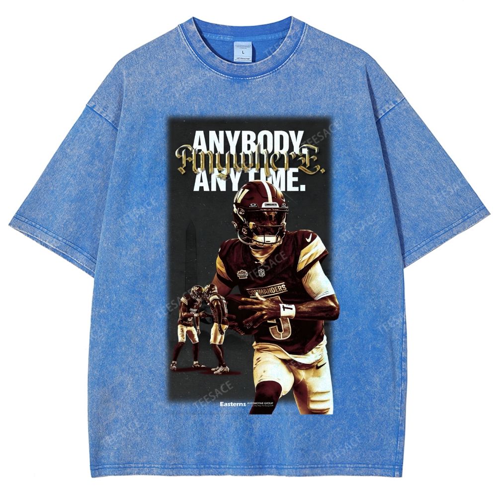 JAYDEN DANIELS Red Skin Washington Commanders Unisex Fit Washed T-Shirt