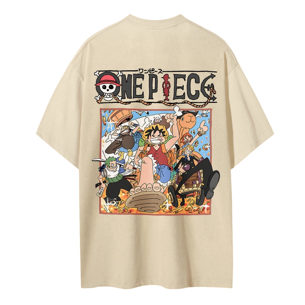 One Piece Cotton Unisex Round Neck Anime T-Shirt