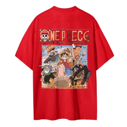 One Piece Cotton Unisex Round Neck Anime T-Shirt