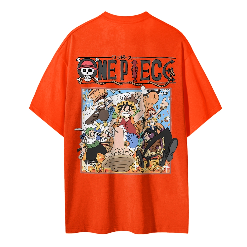 One Piece Cotton Unisex Round Neck Anime T-Shirt